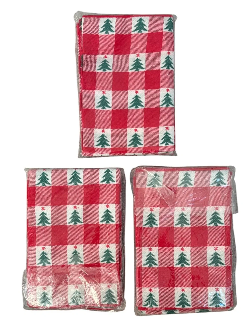 VTG NIP Chadwick's of Boston Christmas Tree Gingham 24 Pc - Set 12 Napkin 12 Mat